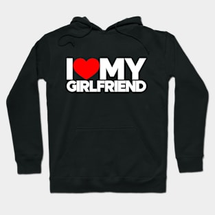 I Love My Girlfriend Red Hearts Love Couple (White) Hoodie